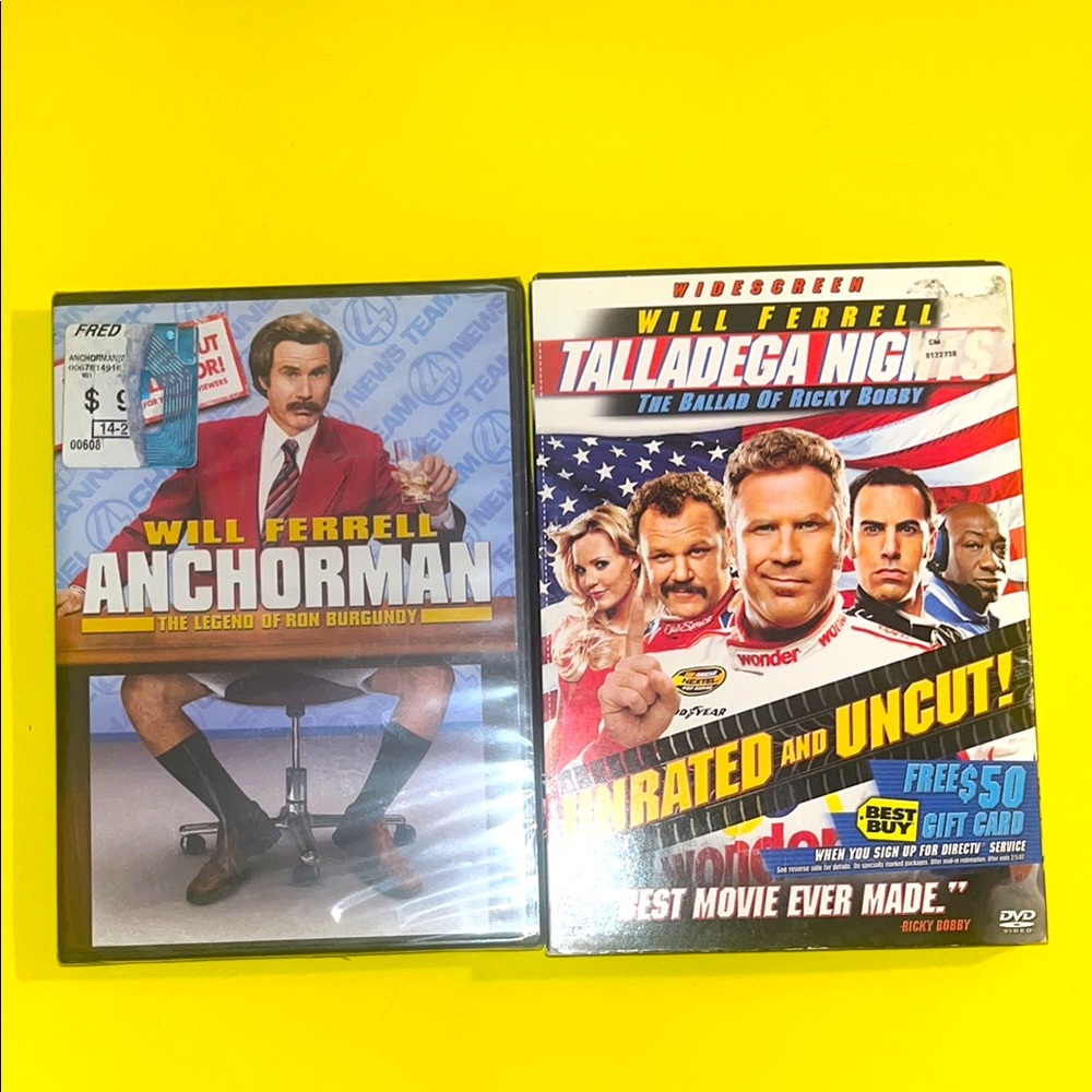 2 Will Ferrell movies dvd Anchorman new  & Talladega Nights Ballad Ricky Bobby
